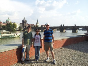 Ben, Qianlang and Peter in sight-seeing formation in Prague
