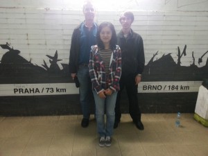 Peter, Qianlang and Ben in sight-seeing formation at the Sedlec Train Station outside of Prague